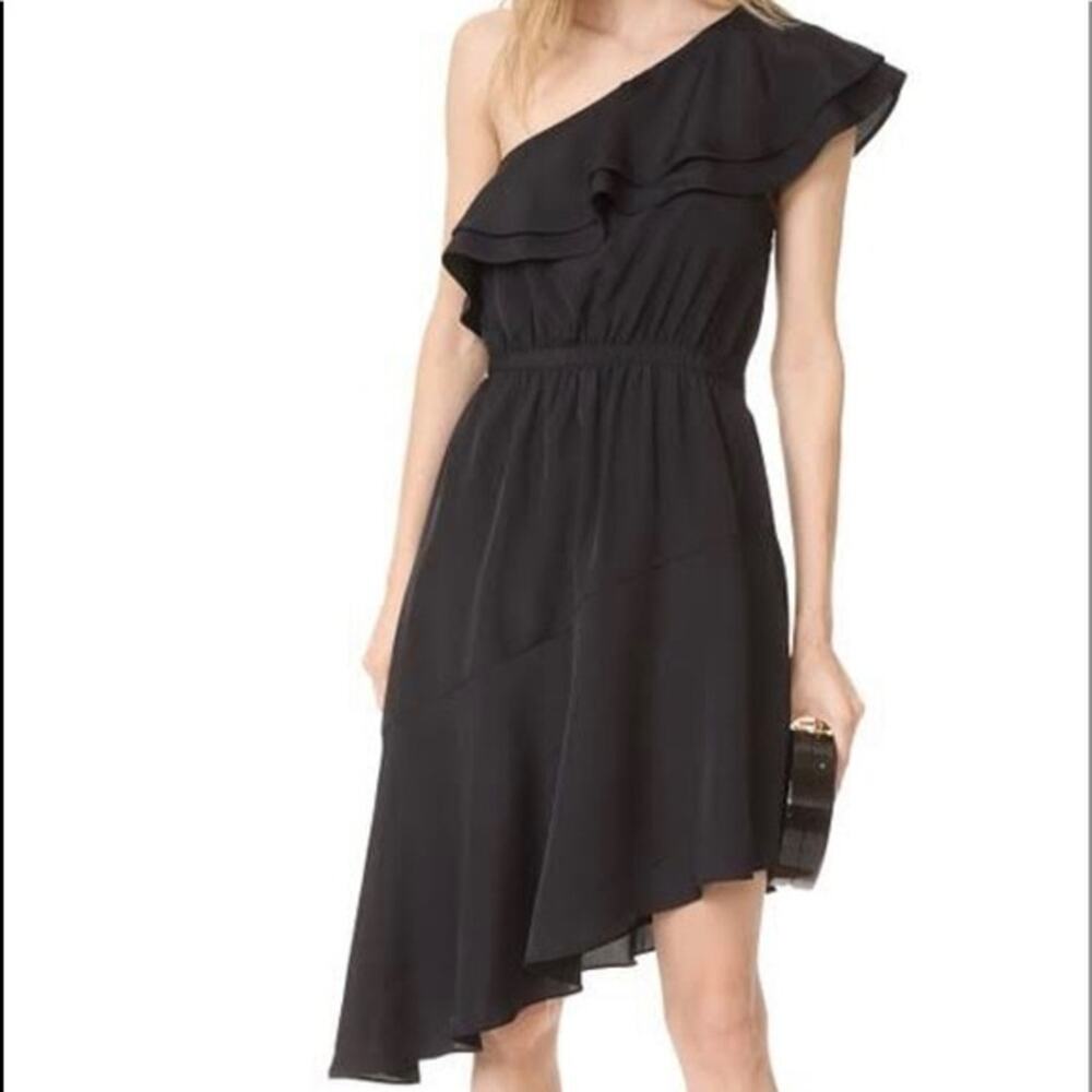 Likely Black Off 1 Shoulder Delbarton Ruffle Top Dress Size 2 NWT